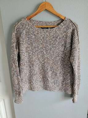 Abercrombie and Fitch women's marled crochet knit crew neck multicolor sweater M